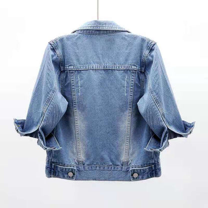 Denim Jacket Women 2022 Three Quarter Sleeves Jean Jacket Woman  Comfortable Denim Coat Chaqueta Vaquera Mujer Veste Jeans Femme