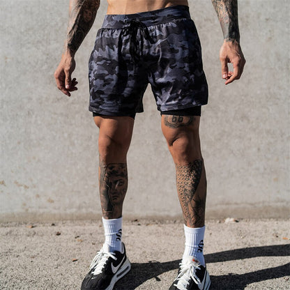 NEW 2 IN 1 Sport Running Mesh Breathable Shorts Men Double-deck Jogging Quick Dry GYM Shorts Fitness Workout Men Shorts