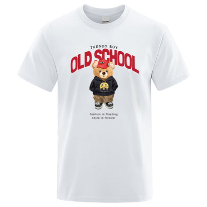 Sporty Cartoon Teddy Bear T Shirt Male Summer Brand Tops O-Neck Fashion Cotton Short Sleeve Mens T-Shirt Tees