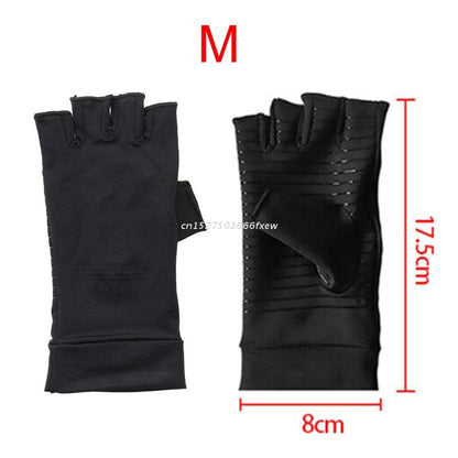 Copper  Compression Gloves for Women Men, Hand Pain Swelling and Carpal Relieve Half Finger Gloves for Sports
