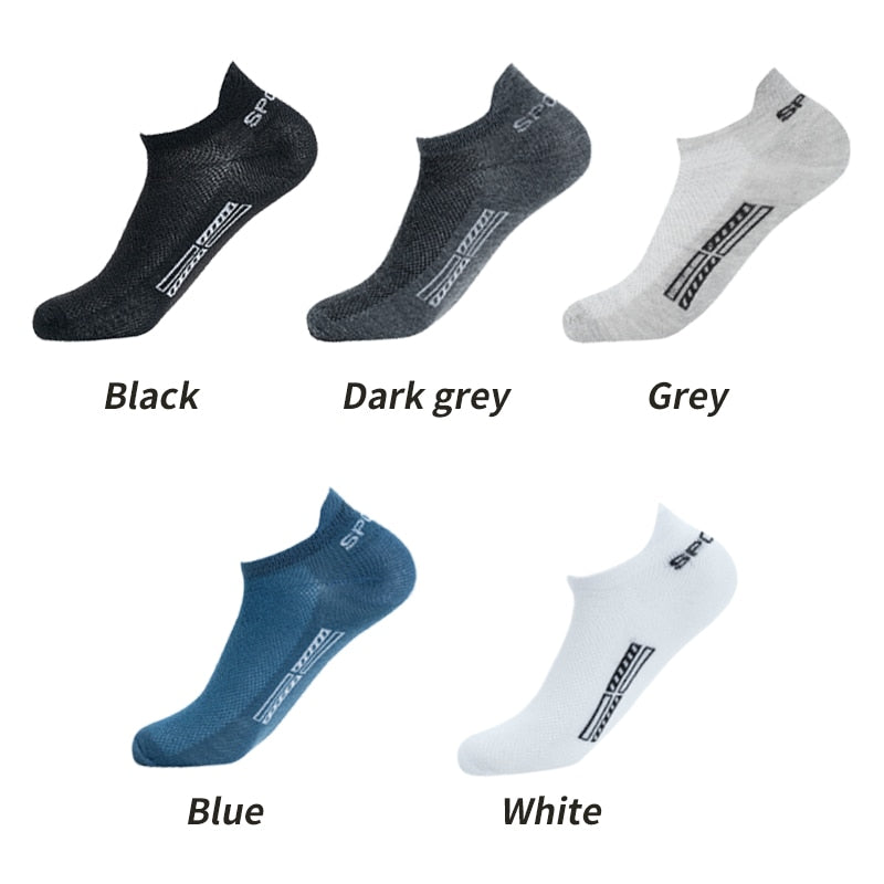 5 Pairs High Quality Men Ankle Socks Breathable Cotton Sports Socks Mesh Casual Athletic Summer Thin Cut Short Sokken Plus Size