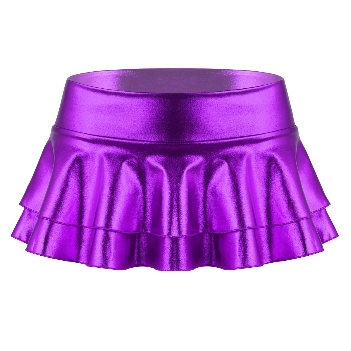 Metallic Shiny Pleated Skirts Womens High Waist Shiny Holographic Flared Rave Dance Bottoms Clubwear Mini Party Skater Skirt