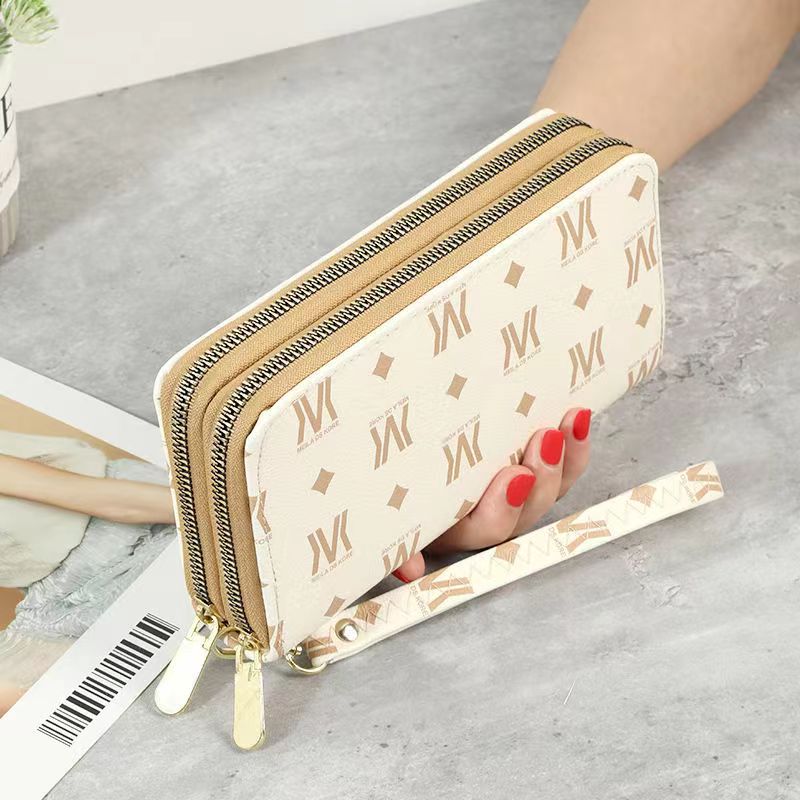 Women&#39;s wallet fashion Ladies mobile phone bag long printing new clutch bag star Double zipper hand strap bag Multiple color 697