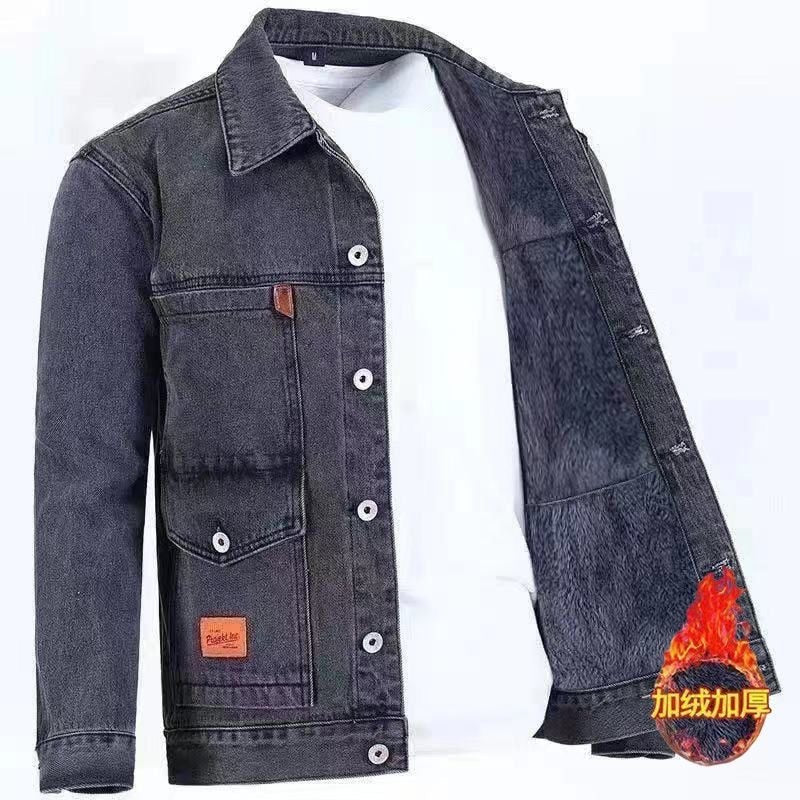 2022 Autumn and Winter New Men&#39;s Classic Fashion All-Match Denim Jacket Men&#39;s Fleece Thickening Warm High-Quality Jacket S-5XL