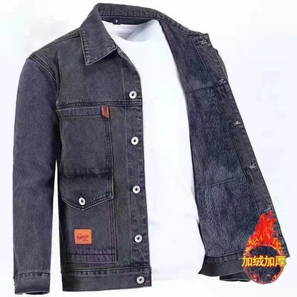 2022 Autumn and Winter New Men&#39;s Classic Fashion All-Match Denim Jacket Men&#39;s Fleece Thickening Warm High-Quality Jacket S-5XL
