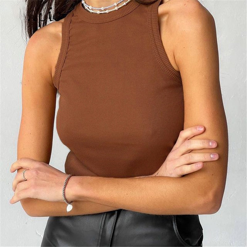Summer Sexy Backless Tank Top Women Sleeveless Vest Quality Y2k Knitted Camis Tank Tops Women Casual Solid Color Basic Camisole