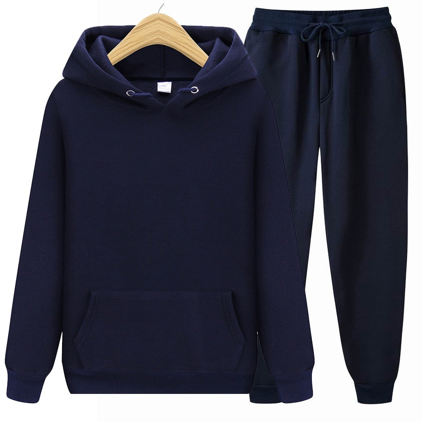 2022 new Men's ladies casual wear suit sportswear suit solid color pullover + pants suit autumn and winter fashion suit