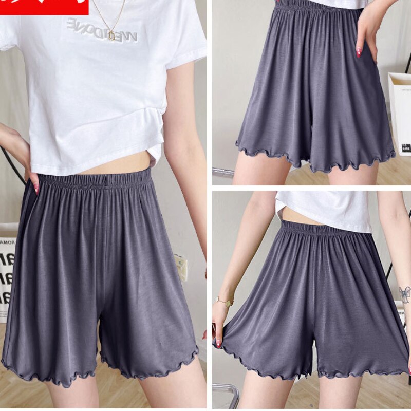 Women Panties Under Skirt Safety Short Pants Stripe Seamless Underpants Wave Hem Boxer Loose Plus Size Women Outside Wear Shorts