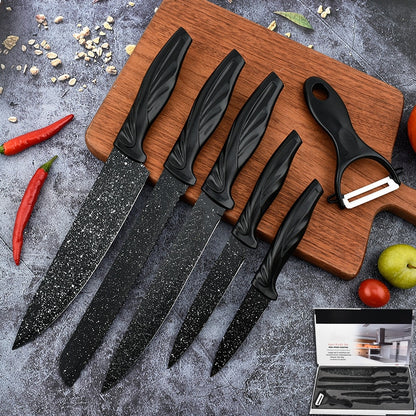 6 Pcs/Set Kitchen Knives Chef Knife Stainless Steel Peeling Slicing Bread Cutter Cleaver with Gift Box
