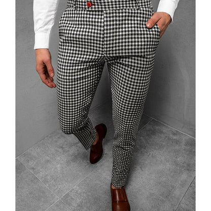 Summer Men's Casual Trousers Fashion Classic Stripe Plaid Black Solid Color Trousers High Quality Formal Suit Pants Male 20-38