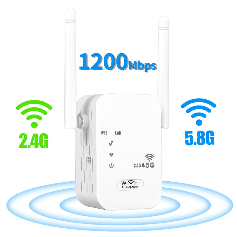 2.4G 5Ghz WIFI Booster Repeater Wireless Wi fi Extender 1200Mbps Network Amplifier 802.11N Long Range Signal Wi-Fi Repetidor