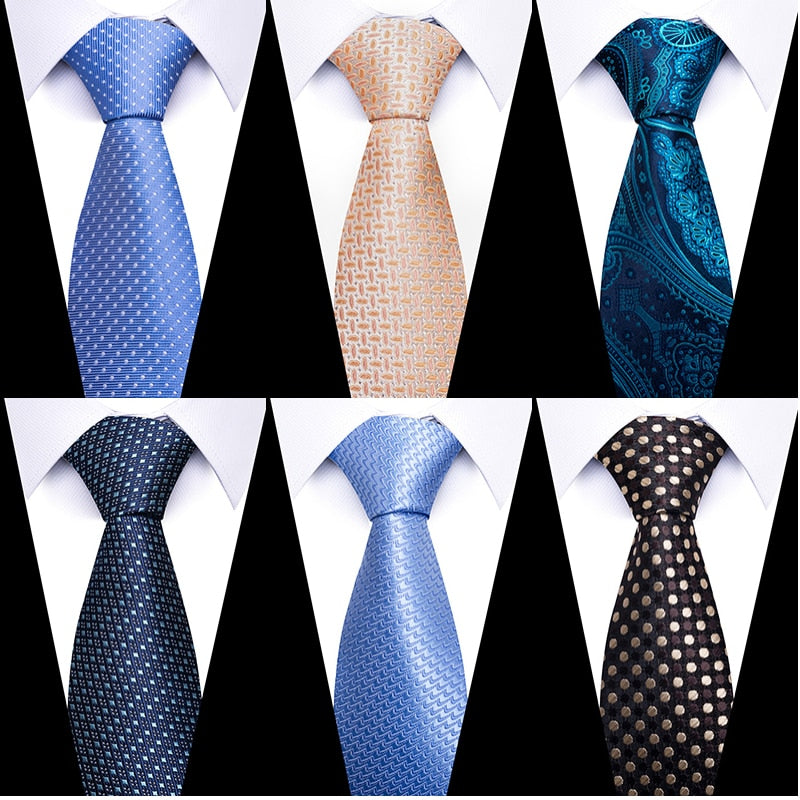 8 cm Tie Men Gravatas Classic Many Color Newest design Silk Necktie Shirt Accessories Striped Sky Blue Man&#39;s Office