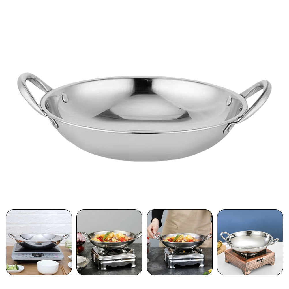 Wok For Stove Metal Kitchen Cooking Pot Stock With Handle Supply Tool Dry Household Pan Camping Cookware