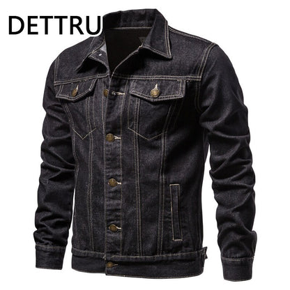 2022 Spring New Cotton Denim Jacket Men Casual Solid Single Breasted Jeans Jacket Men Fashion Slim Fit Quality Man Jackets