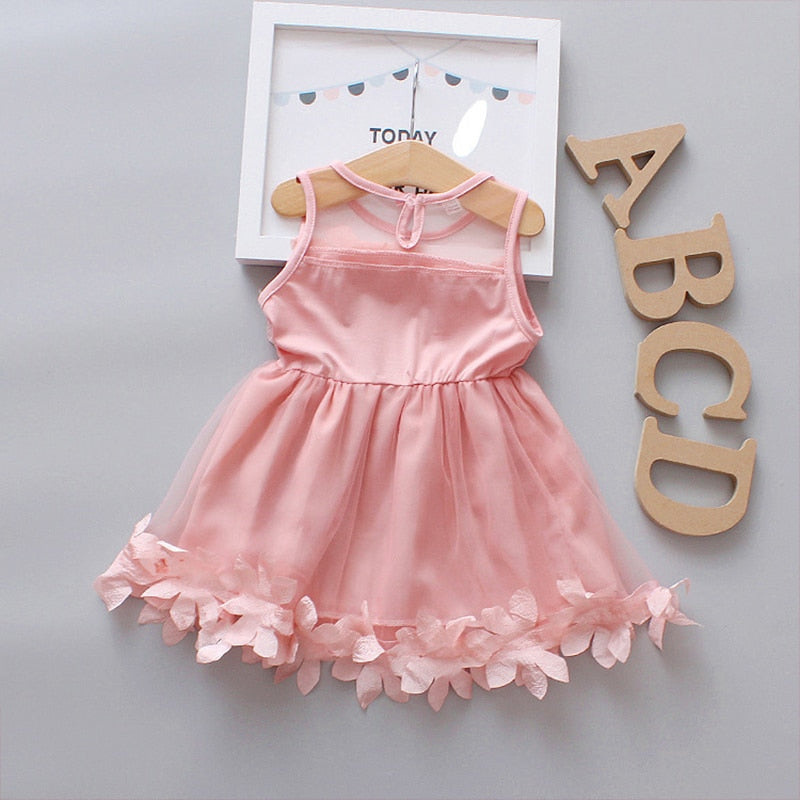 Flower Fairy Baby Girl Party Dresses Summer Sweet Kid&#39;s Clothing Birthday Princess Mesh Wedding Dress Children Clothes