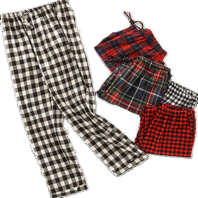 Plaid Design Warm Winter Sleeping Pants for Women's Cotton Flannel Long Trousers Homewear Lounge Wear Pajama Pants Pyjama Femme