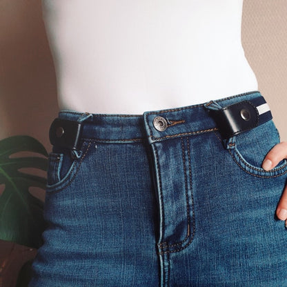 Buckle-Free Belt for Jean Pants,Dresses,Fashion No Buckle Stretch Elastic Waist Belt for Women/Men,No Bulge,No Hassle Waist Belt