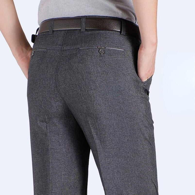 Formal Pants Men&#39;s Summer Thin Autumn Thick Black Blue Grey Stretch Bussiness Loose Suit Big Plus Size Office Trousers YYQWSJ