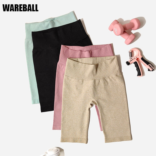 WAREBALL Seamless Fitness Women Yoga Shorts High Waist Workout Shorts Hip Push Up Yoga Running Shorts Sport Gym Leggings