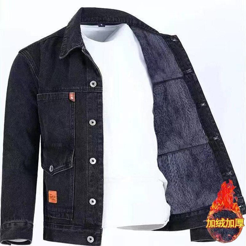 2022 Autumn and Winter New Men&#39;s Classic Fashion All-Match Denim Jacket Men&#39;s Fleece Thickening Warm High-Quality Jacket S-5XL