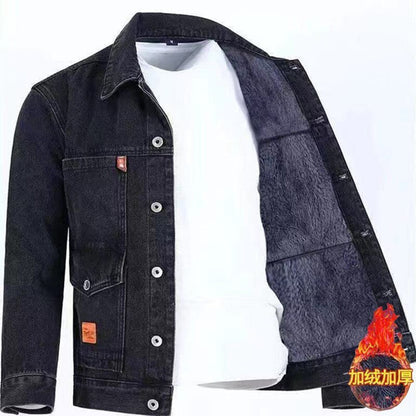 2022 Autumn and Winter New Men&#39;s Classic Fashion All-Match Denim Jacket Men&#39;s Fleece Thickening Warm High-Quality Jacket S-5XL