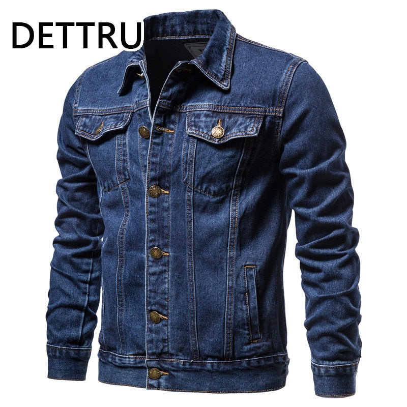2022 Spring New Cotton Denim Jacket Men Casual Solid Single Breasted Jeans Jacket Men Fashion Slim Fit Quality Man Jackets