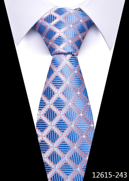 Tie Gravatas Fashion Wholesale Woven 8 cm Silk Necktie Wedding Accessories Blue Man Dot Fit Group Party Office