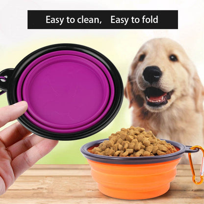 350/1000ml Large Collapsible Dog Pet Folding Silicone Bowl Outdoor Travel Portable Puppy Food Container Feeder Dish Bowl