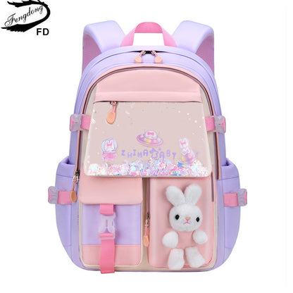 Fengdong small girls primary school bag cute backpacks for children satchel kawaii book bag kids school backpack wholesale bags