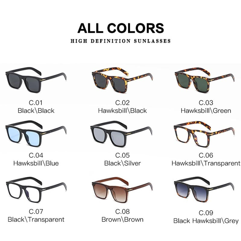 2022 Classic Men&#39;s Square Sunglasses Fashion Brand Designer Rivet Retro Women Sun Glasses UV400  Beckham Style Driver Eyewear