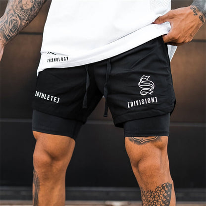 NEW 2 IN 1 Sport Running Mesh Breathable Shorts Men Double-deck Jogging Quick Dry GYM Shorts Fitness Workout Men Shorts