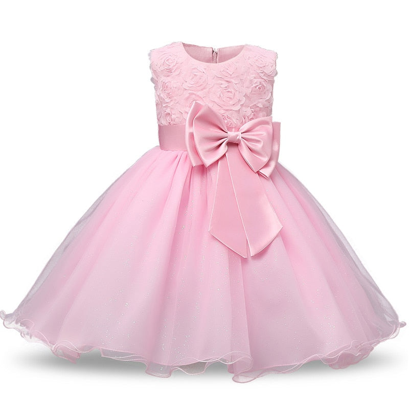 Toddler Baby Girl Dress  Big Bow Baptism Dress for Girls First Year Birthday Party Wedding Dress Baby Clothes Tutu Fluffy Gown