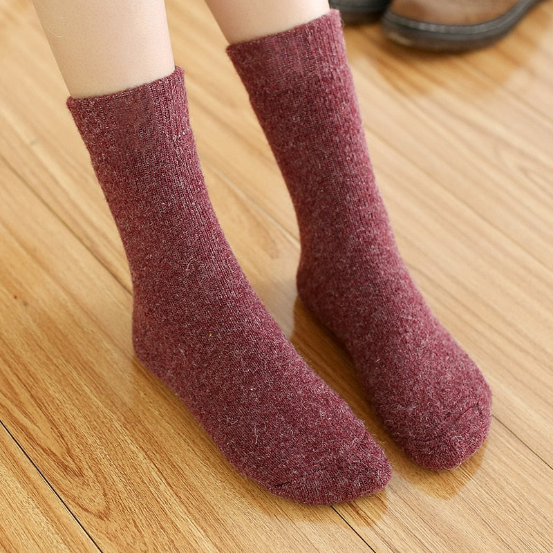 1 Pairs Winter Warm Women Socks Wool Male Men Socks Super Thicker Solid Socks Merino Wool Socks Against Cold Snow Terry Socks