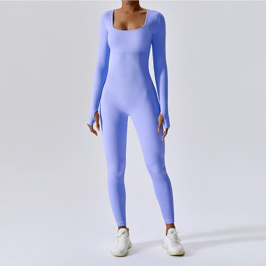 Seamless Yoga Suit Women&#39;s Bodysuit Spring Dance Fitness Clothes Gym Push Up Workout Bodysuit Tight Long-Sleeved Athletic Wear