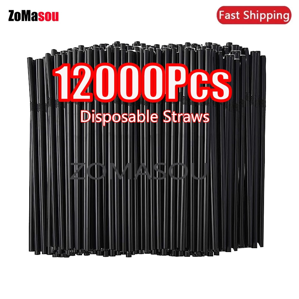 100/500/12000Pcs Multicolor Drinking Straws Rietjes Black Straw Cocktail Kitchen Wedding Bar Party Beverage Straws Accessories