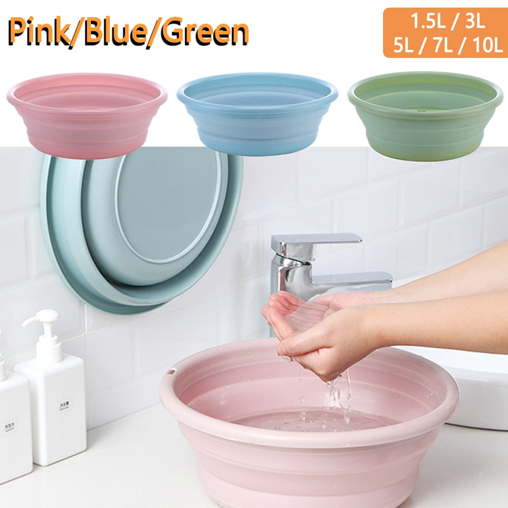 Portable Foldable Basin Silicone Travel Folding Wash Laundry Basin Safe Durable Foldable Easy to Store Basin Bathroom Supplies