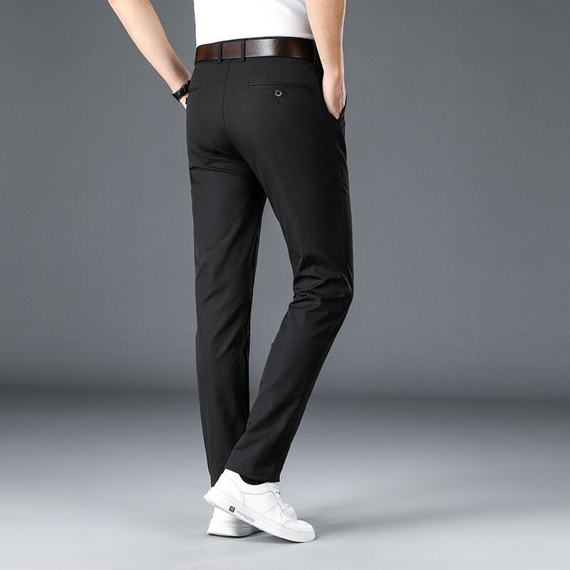 2022 Men&#39;s Spring Summer Fashion Business Casual Long Pants Suit Pants Male Elastic Straight Formal Trousers Plus Big Size 30-40