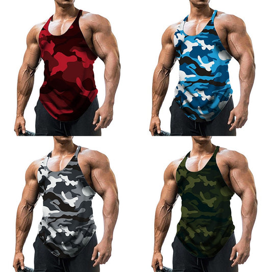 Summer Camouflage Tank Top Men Breathable Bodybuilding Tee Gym Clothing Men Man Sleeveless Shirt Fashion Gym Wear Fitness Tee