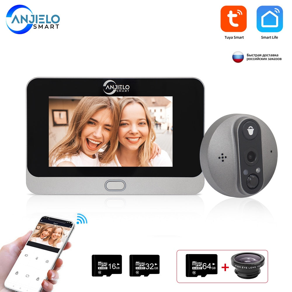 1080P Wifi Wireless Video Doorbell Camera Tuya Smart Home Apartment Wifi Visual Peephole Door Bell Tuya Video Intercom for Home
