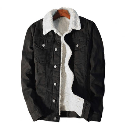 Winter Jean Jackets Men Warm Denim Coats Fashion Cowboy Outerwear Men Liner Thicker Fleece Denim Jacket Black Blue Plus Size 4XL