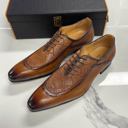 Size 6 To 13 Mens Dress Shoes Genuine Leather Formal Shoes Pointed Toe Lace Up Business Oxford Shoes Black Brown Luxury Footwear