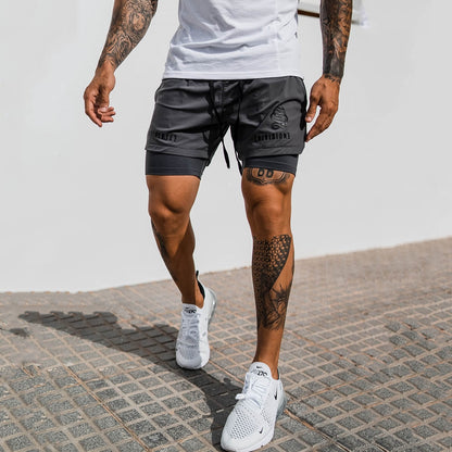 NEW 2 IN 1 Sport Running Mesh Breathable Shorts Men Double-deck Jogging Quick Dry GYM Shorts Fitness Workout Men Shorts