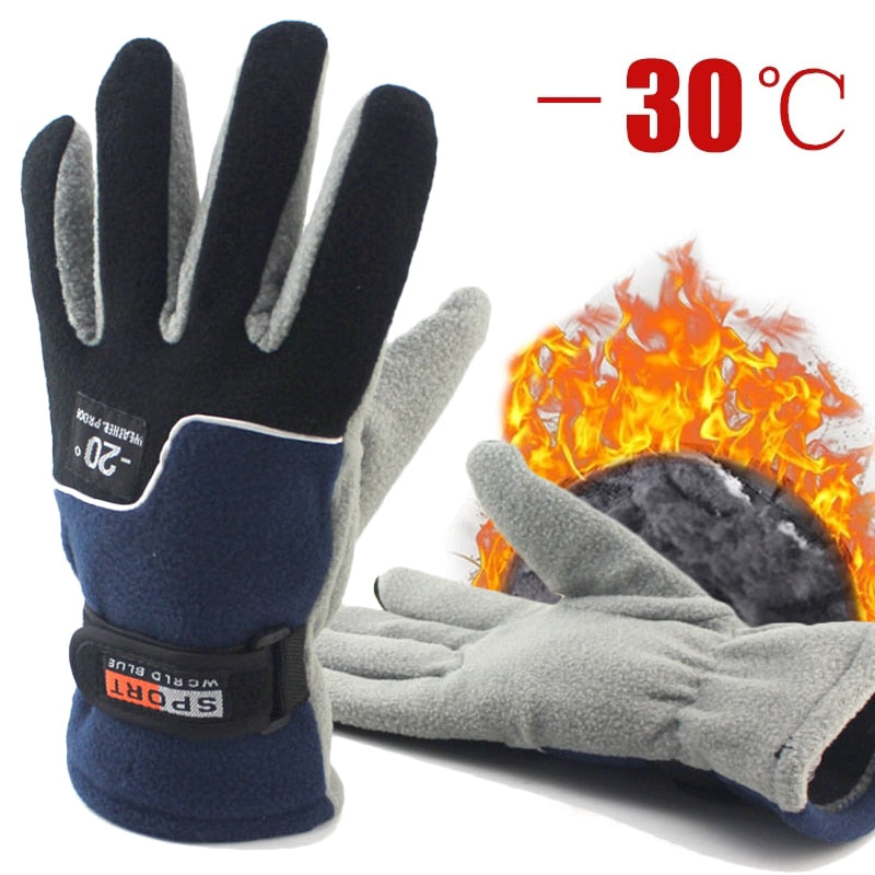 Fashion Men Winter Warm Fleece Thermal Motorcycle Thermal Warm Gloves Polar Fleece Mittens for Men Women Snow Sports Gloves