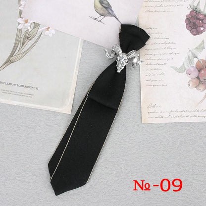 Hand Made Black Ribbon Tie Crystal Rhinestone Jewelry Men Shirts Hot New Girl Boys Collar Neck Ties School Uniform Women Necktie