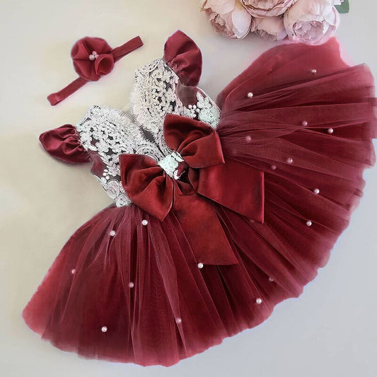 Baby Girl Dress Cute Bow Newborn Princess Dresses for Baby 1 Year Birthday Dress Toddler Infant Party Dress Christening Gown