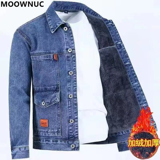 2022 Autumn and Winter New Men&#39;s Classic Fashion All-Match Denim Jacket Men&#39;s Fleece Thickening Warm High-Quality Jacket S-5XL