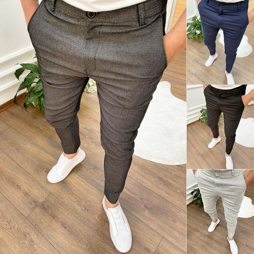 Men&#39;s Casual Stretch Pants New Solid Color Slim Business Formal Office Versatile Interview For Men Daily Wear Hot Selling Shorts