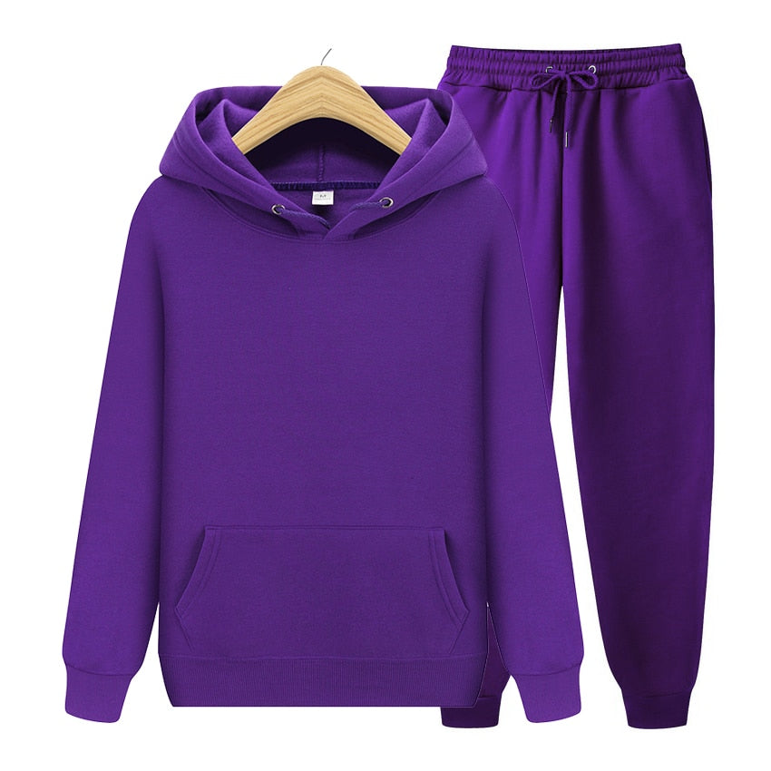 2022 new Men's ladies casual wear suit sportswear suit solid color pullover + pants suit autumn and winter fashion suit
