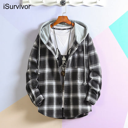 2022 Spring New Men&#39;s Hong Kong Style Single-breasted Shirt Loose Casual Student Wearing Long Sleeve Hoodie