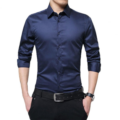 Fabulous Autumn Shirt Fit Anti-wrinkle Cardigan Wash-and-wear Men Business Shirt